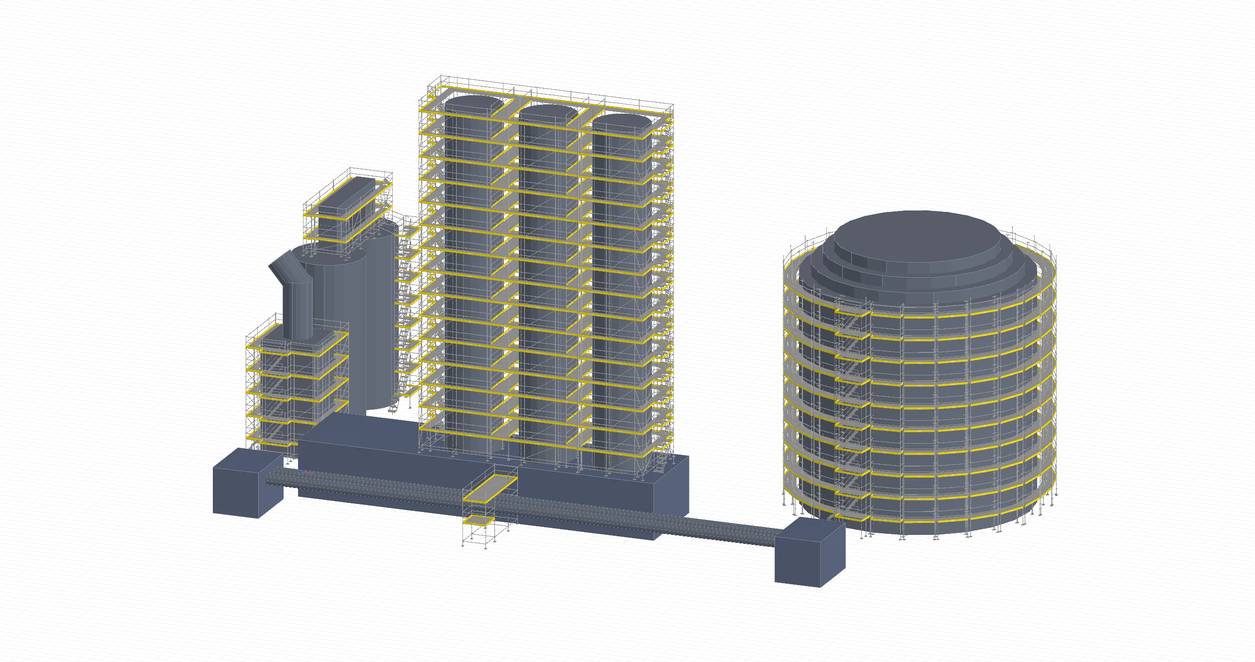 Scaffcalc scaffold design canvas on mobile: 3D scaffolding model with real-time material list